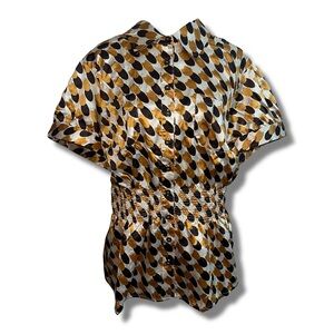 Y2K Shirred Waist Button Down Blouse